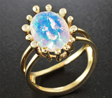 Золотое кольцо с ограненным эфиопским опалом 2,58 карат и 4 бриллиантами Золото