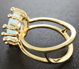 Золотое кольцо с ограненным эфиопским опалом 2,58 карат и 4 бриллиантами Золото