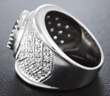 Широкое серебряное кольцо с синим сапфиром Серебро 925