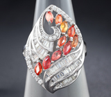 Чудесное серебряное кольцо с сапфирами Серебро 925