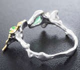 Серебряное кольцо с изумрудом и цаворитом Серебро 925