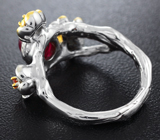 Серебряное кольцо с рубином, оранжевым сапфиром и цаворитами Серебро 925