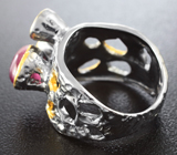 Серебряное кольцо с сапфиром 2,82 карат, аметистом и сфеном Серебро 925