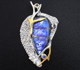 Серебряный кулон с лабрадоритом и синими сапфирами Серебро 925