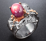 Серебряное кольцо со звездчатым рубином Серебро 925