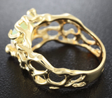 Золотое кольцо с ограненным эфиопским опалом 1,2 карат и бриллиантами Золото