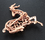 Скульптурная серебряная брошь/кулон «Золотая антилопа» с сапфирами Серебро 925