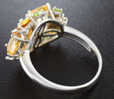 Чудесное серебряное кольцо с цитринами и перидотами Серебро 925