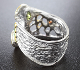 Серебряное кольцо с перидотом, аметистом, цаворитами и сапфирами Серебро 925