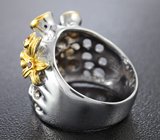 Серебряное кольцо с танзанитом, гранатами и сапфирами