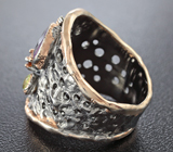Серебряное кольцо c аметистом, диопсидом, сапфиром и перидотом Серебро 925