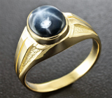Золотое кольцо со звездчатым сапфиром 2,3 карат Золото