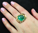 Авторское золотое кольцо с уникальным уральским изумрудом и бриллиантами Золото