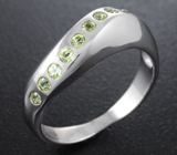 Элегантное серебряное кольцо с перидотами Серебро 925