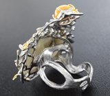 Серебряное кольцо с лабрадоритом и эфиопским опалом Серебро 925