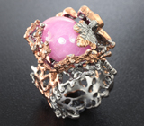 Серебряное кольцо с крупным розовым сапфиром Серебро 925