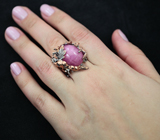 Серебряное кольцо с крупным розовым сапфиром Серебро 925