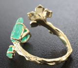 Золотое кольцо с яркими изумрудами 1,88 карат и бриллиантом Золото