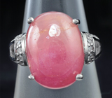 Стильное серебряное кольцо с крупным розовым сапфиром Серебро 925