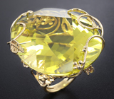 Кольцо с лимонным цитрином авторской огранки Золото