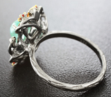 Серебряное кольцо с бериллом, цаворитами и оранжевыми сапфирами Серебро 925