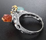 Серебряное кольцо с апатитом и гранатом Серебро 925