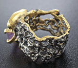 Серебряное кольцо c аметистом и диопсидом Серебро 925