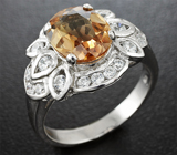 Замечательное серебряное кольцо с империал топазами Серебро 925