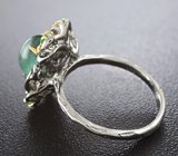 Серебряное кольцо с бериллом, цаворитом и сапфиром Серебро 925