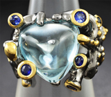 Серебряное кольцо с топазом и синими сапфирами Серебро 925