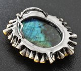 Серебряный кулон с лабрадоритом цаворитами гранатами и сапфирами Серебро 925