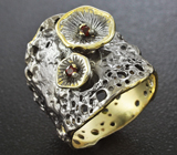 Серебряное кольцо с мозамбикскими гранатами Серебро 925