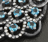 Черненые серебряяные серьги с голубыми топазами Серебро 925