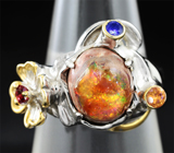 Серебряное кольцо с мексиканским jelly опалом и сапфирами Серебро 925