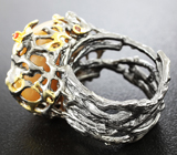 Серебряное кольцо с агатом и сапфирами Серебро 925