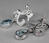 Изысканные серьги с голубыми топазами Серебро 925