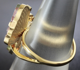 Золотое кольцо с резными арбузными турмалинами 6,04 карат и бриллиантами Золото