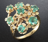 Золотое кольцо с изумрудами 2,27 карат и бриллиантами Золото