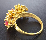 Золотое кольцо с топовыми земляничными шпинелями 1,15 карат и бриллиантами Золото