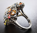 Серебряное кольцо с цитрином и сапфирами Серебро 925