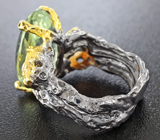 Серебряное кольцо с зеленым аметистом, эфиопскими опалами и голубыми топазами Серебро 925