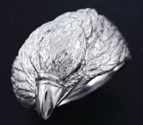 Скульптурное серебряное кольцо «Ворон» с черными шпинелями Серебро 925