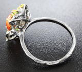 Серебряное кольцо с турмалином, цаворитами и сапфирами Серебро 925