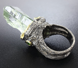 Серебряное кольцо с зеленым аметистом и диопсидами Серебро 925