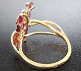 Золотое кольцо с резными арбузными турмалинами 2,72 карат Золото