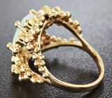Золотое кольцо с кристаллическим эфиопским опалом 1,8 карат, цаворитами, сапфирами и бриллиантами Золото
