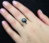 Чудесное серебряное кольцо со звездчатым сапфиром Серебро 925