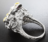 Серебряное кольцо с ортоклазом и аметистами Серебро 925