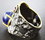 Серебряное кольцо с насыщенно-синим сапфиром 8 карат и родолитом Серебро 925