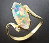 Золотое кольцо с ограненным эфиопским опалом 1,38 карат и бриллиантами Золото